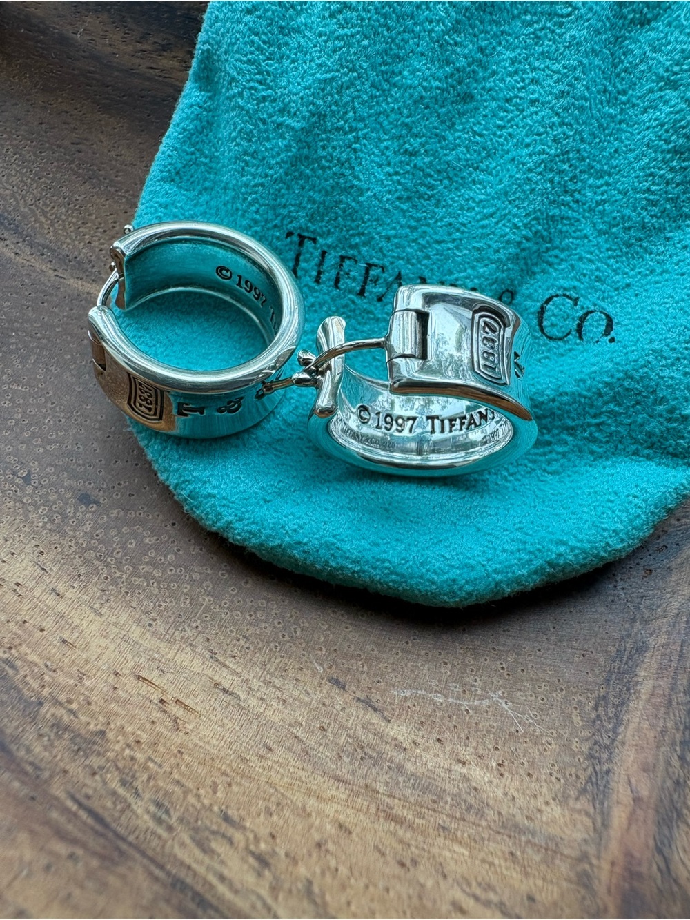 Tiffany & Co. Vintage 1837 Sterling Silver Hoop Earrings 925 - Picture 2 of 4
